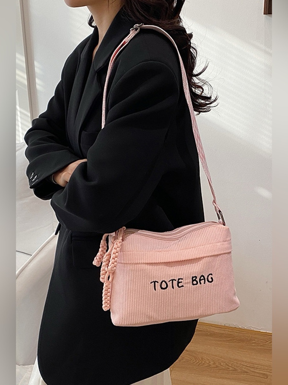 Zenana CORDUROY CROSSBODY MINI TOTE BAG - Picture 4 of 4
